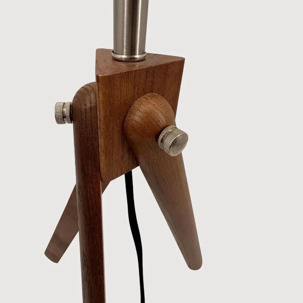 Solid Wood Tripod Table Lamp Mid Century Modern Oak